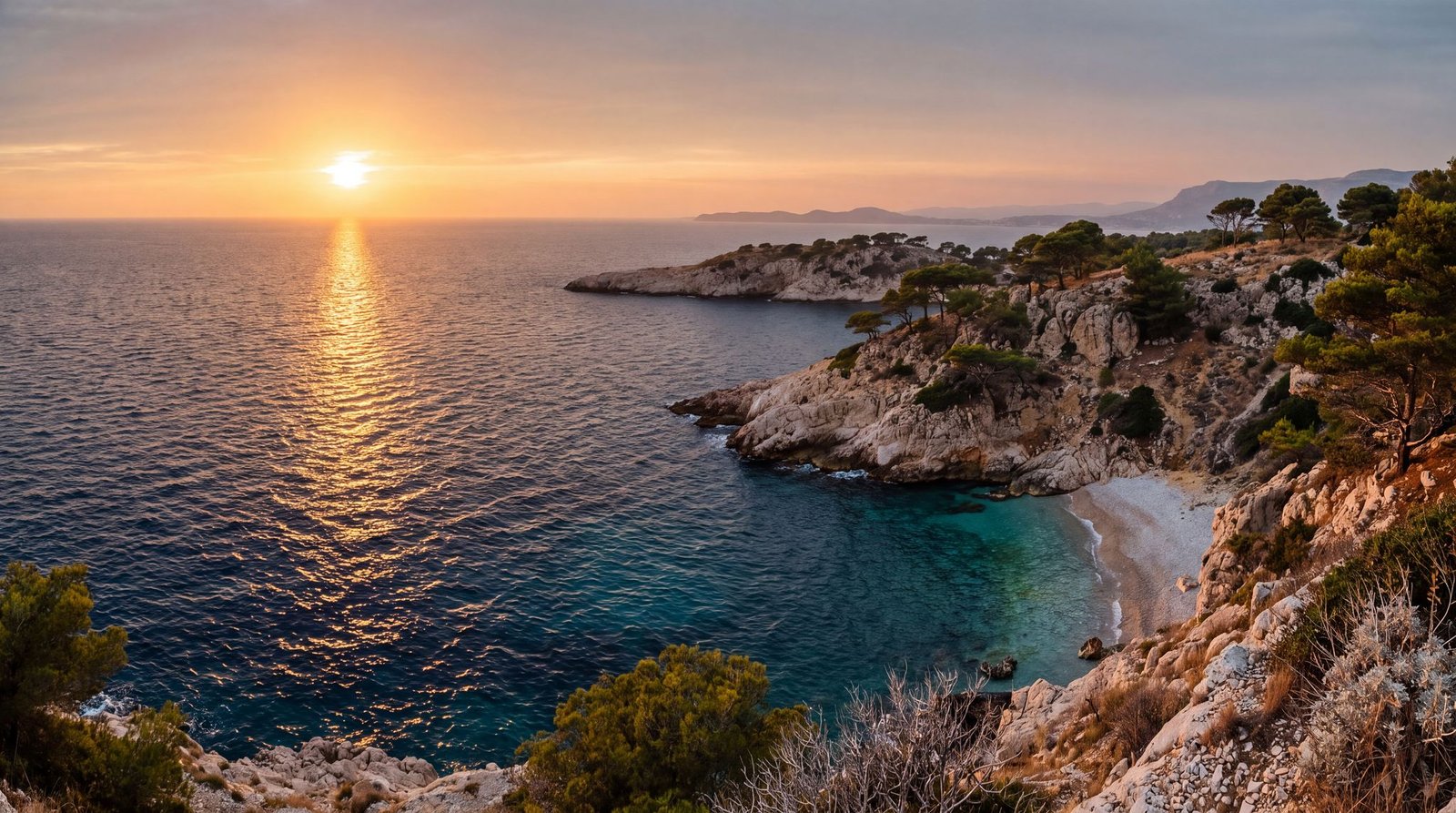 Mediterranean coastline in October light