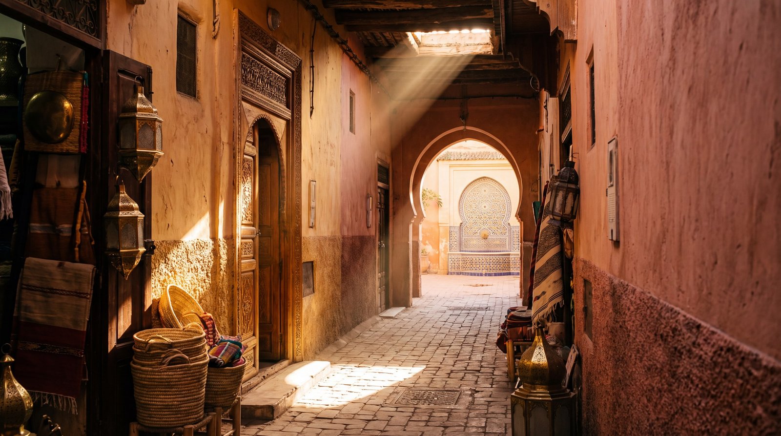 Light in a medina alley, Morocco
