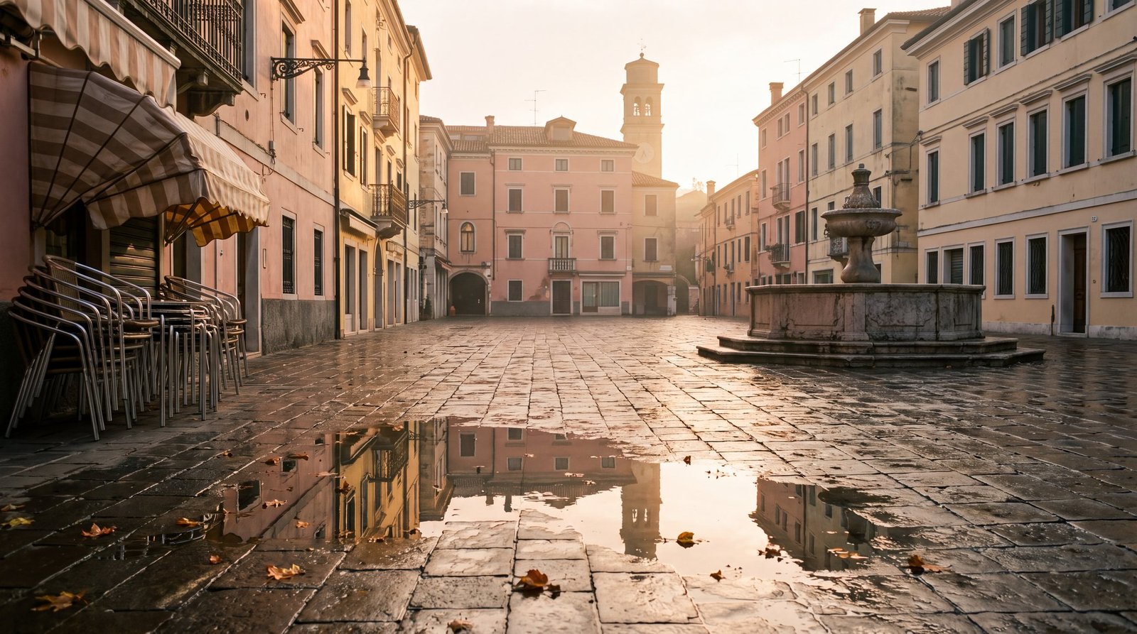 An empty Italian piazza in shoulder season