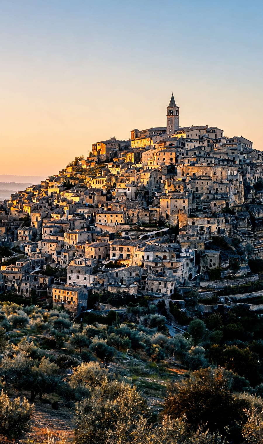 A stone hill village stacked above the Luberon valley in Provence